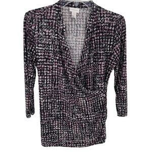 Chico's Multi-Color Abstract Print V-Neck Blouse - Chico's Sz 0 / US Sz S/4
